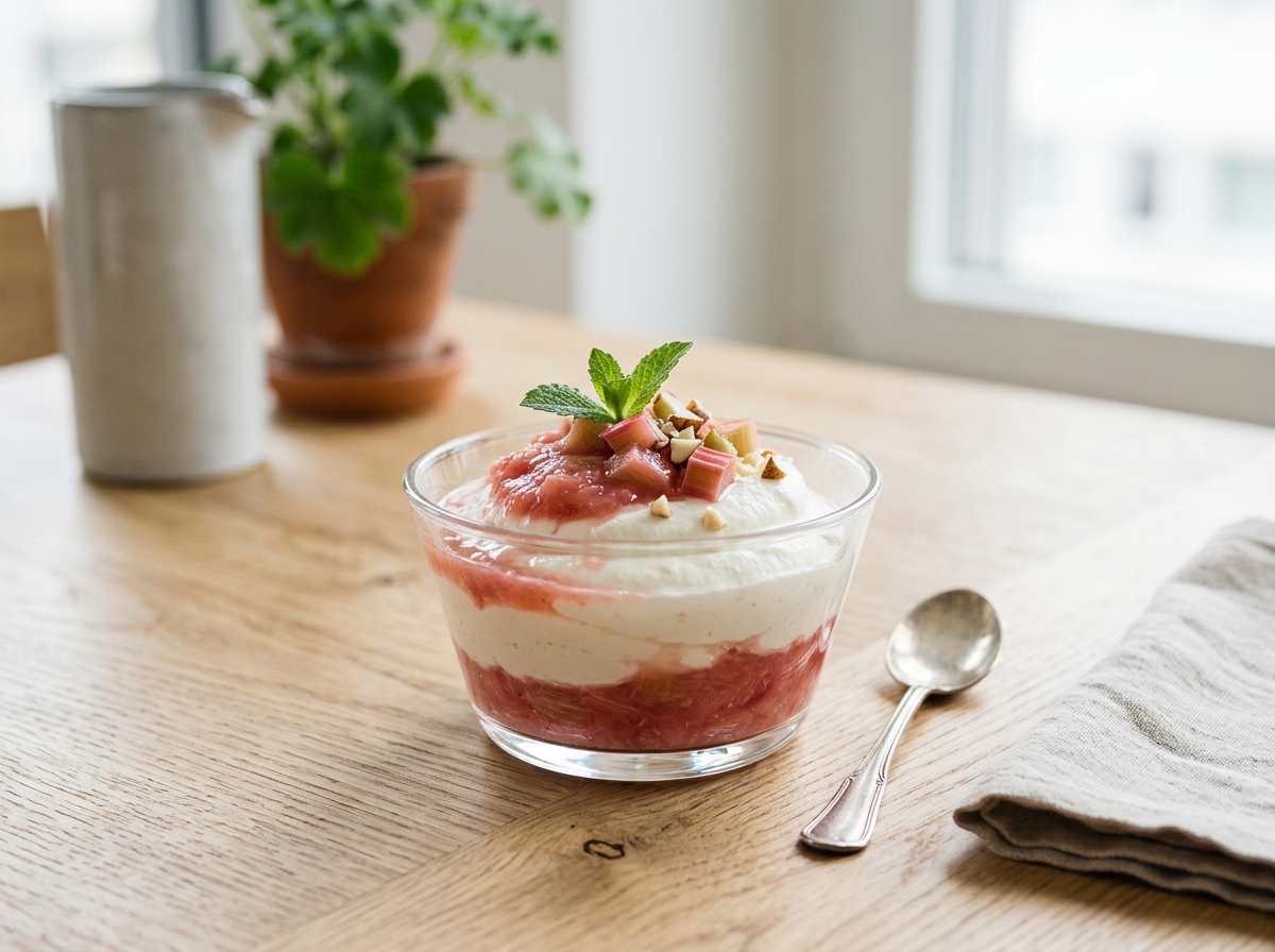 Nesslauer Quarkmousse mit Rhabarberkompott