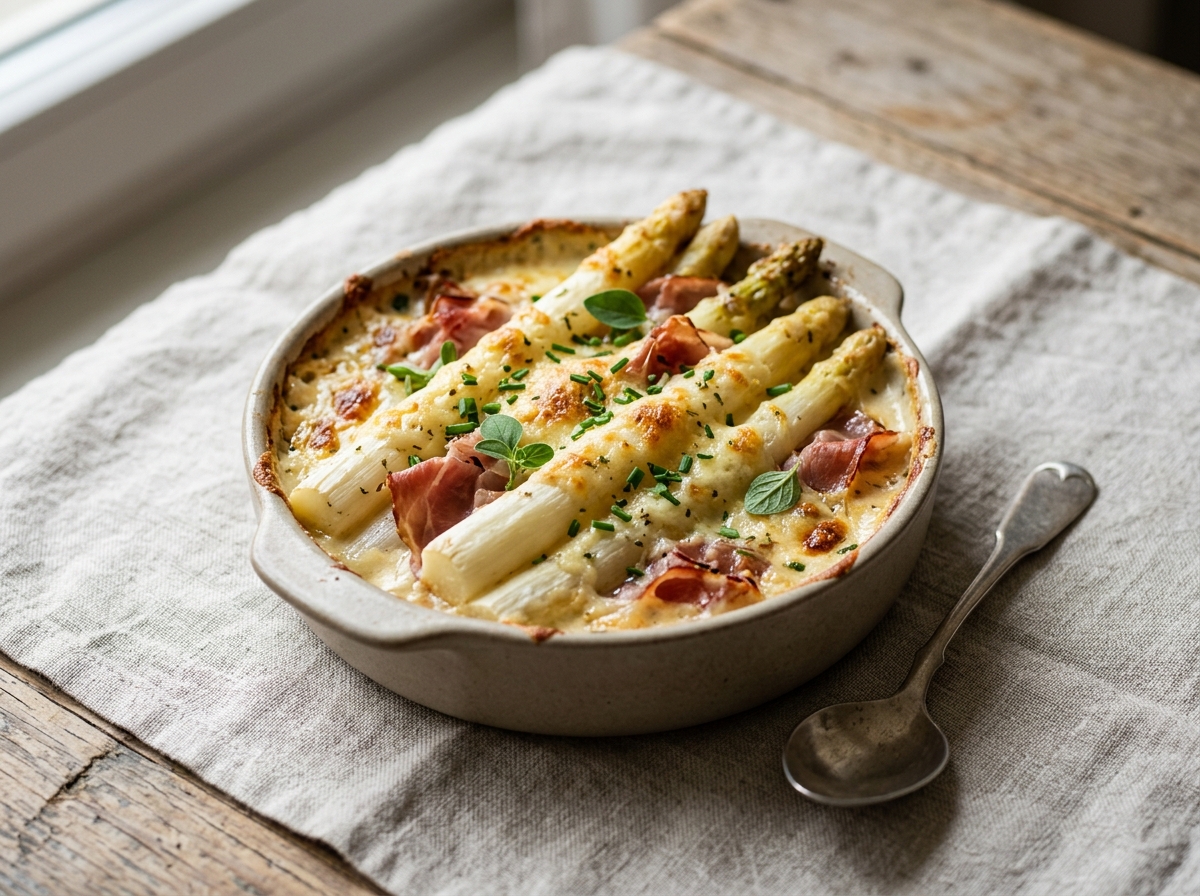 Rafzer Spargelgratin mit Rohschinken
